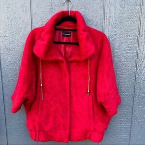 Chris Harper Coat Red Faux Fur Batwing Lined
